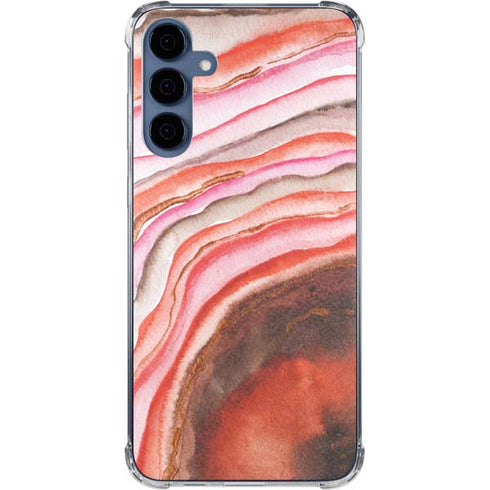 Orange Watercolor Geode Galaxy A55 5G Clear Case