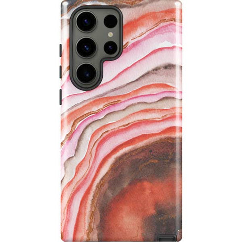 Orange Watercolor Geode Galaxy S23 Ultra Pro Case