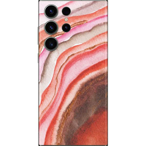 Orange Watercolor Geode Galaxy Skins