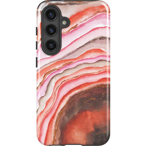 Orange Watercolor Geode Galaxy S25 Impact Case