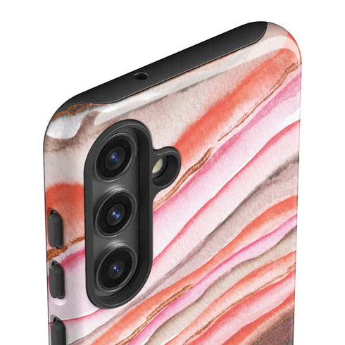 Orange Watercolor Geode Galaxy S25 Impact Case