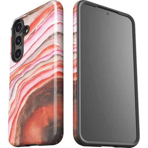 Orange Watercolor Geode Galaxy S25 Impact Case