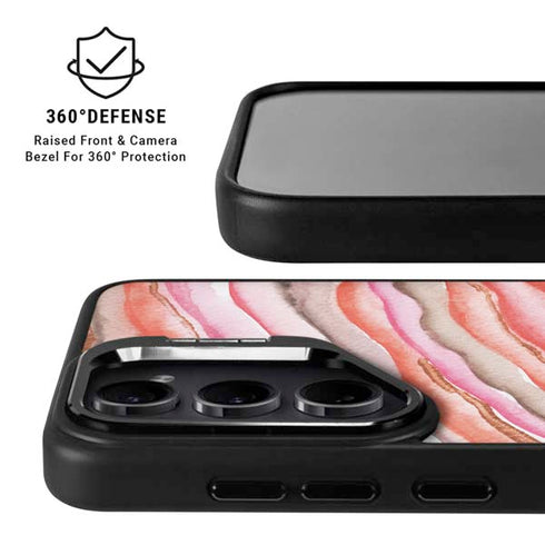 Orange Watercolor Geode Galaxy S25 Kickstand Case