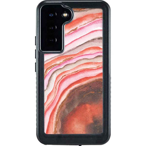 Orange Watercolor Geode Galaxy S24 Plus Waterproof Case
