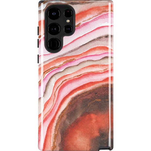 Orange Watercolor Geode Galaxy Cases
