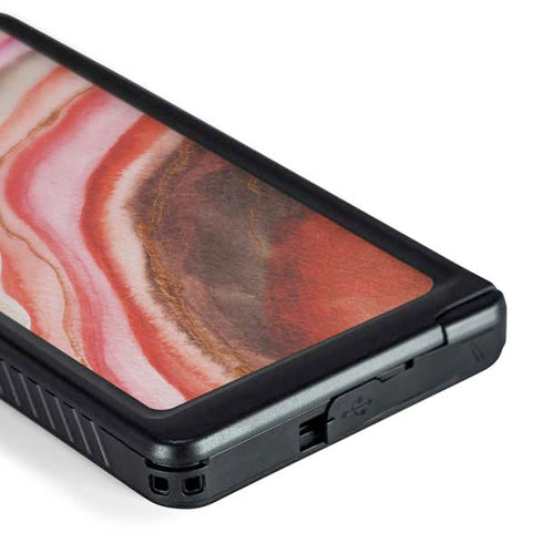 Orange Watercolor Geode Galaxy S24 Ultra Waterproof Case