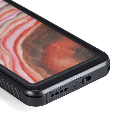 Orange Watercolor Geode Galaxy S24 Waterproof Case