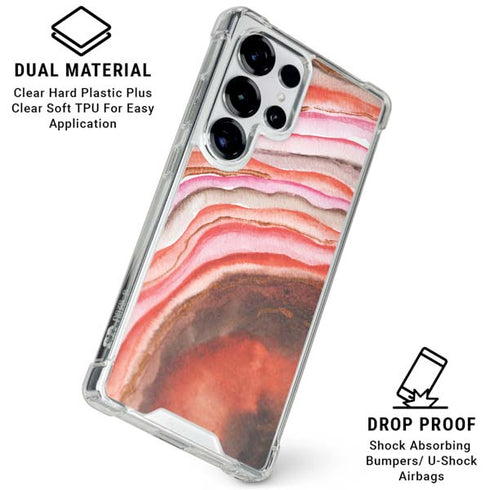 Orange Watercolor Geode Galaxy S25 Ultra Clear Case