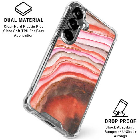 Orange Watercolor Geode Galaxy S26 Clear Case