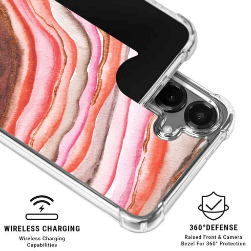 Orange Watercolor Geode Galaxy S26 Plus Clear Case