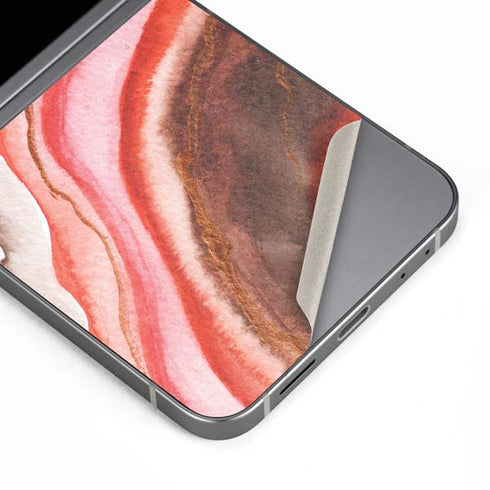 Orange Watercolor Geode Galaxy Z Flip6 Skin