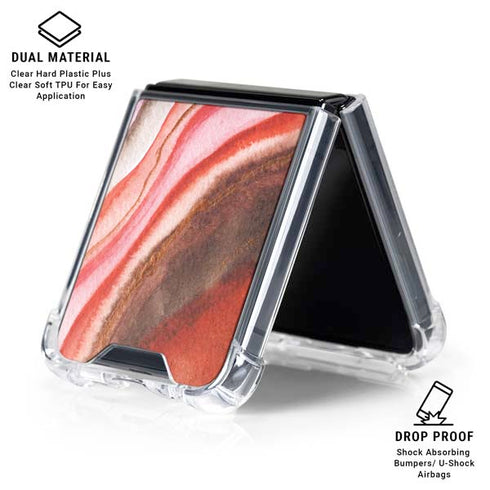 Orange Watercolor Geode Galaxy Z Flip6 Clear Case