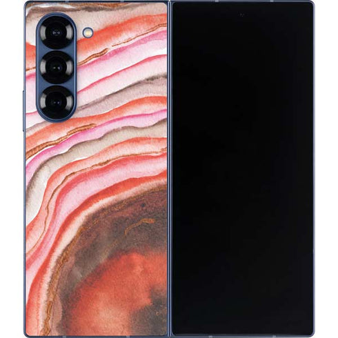 Orange Watercolor Geode Galaxy Z Fold6 Skin