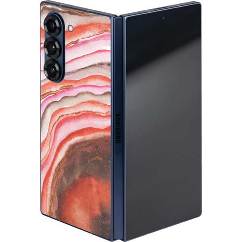 Orange Watercolor Geode Galaxy Z Fold6 Skin
