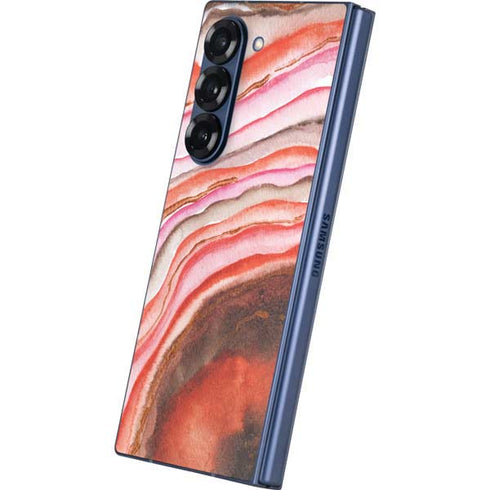 Orange Watercolor Geode Galaxy Z Fold6 Skin