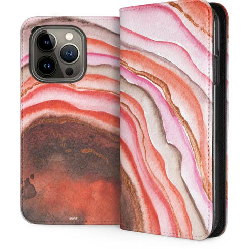 Orange Watercolor Geode iPhone 13 Pro Folio Case