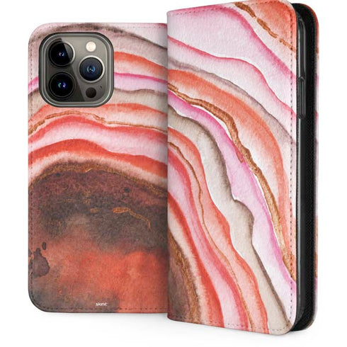 Orange Watercolor Geode iPhone 13 Pro Max Folio Case