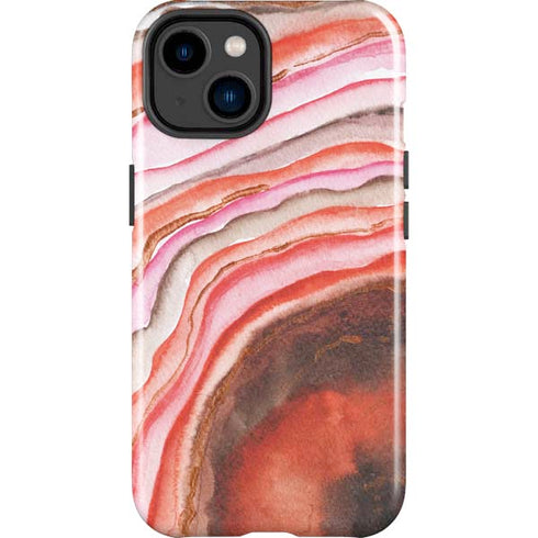 Orange Watercolor Geode iPhone 15 Impact Case