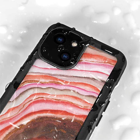 Orange Watercolor Geode iPhone 15 Plus Waterproof Case