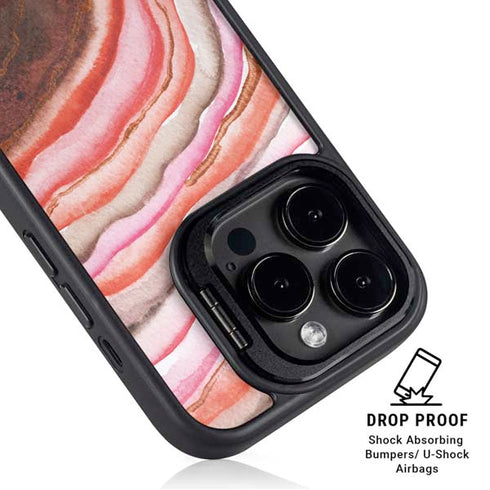 Orange Watercolor Geode iPhone 15 Pro Kickstand Case