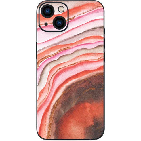 Orange Watercolor Geode iPhone 15 Skin
