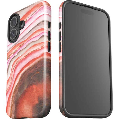 Orange Watercolor Geode iPhone 16 Impact Case
