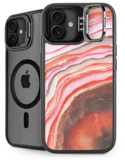 Orange Watercolor Geode iPhone 16 Kickstand Case