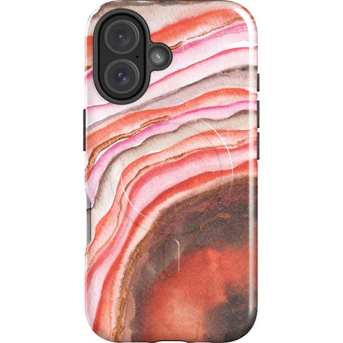 Orange Watercolor Geode iPhone 16 Magsafe Impact Case