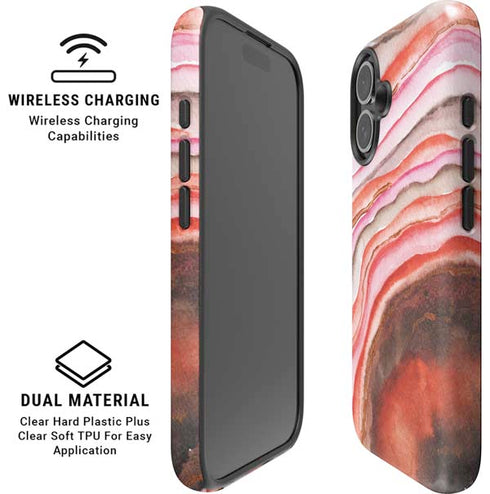 Orange Watercolor Geode iPhone 16 Magsafe Impact Case