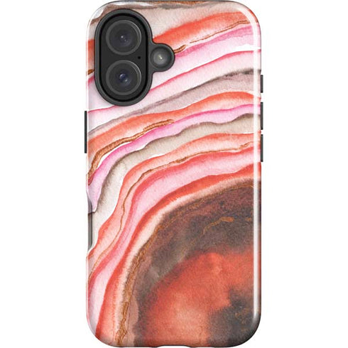 Orange Watercolor Geode iPhone 16 Plus Impact Case