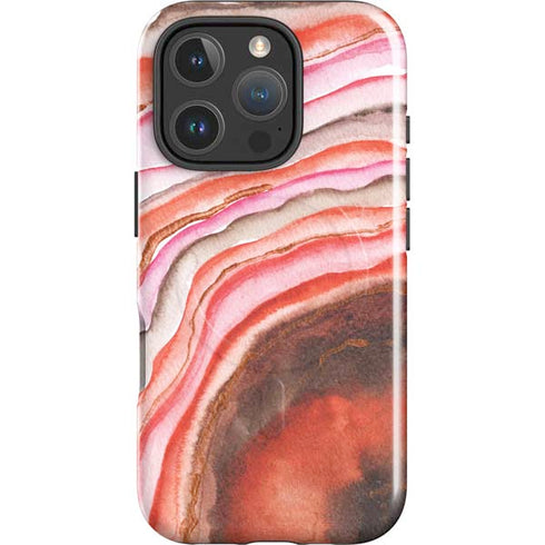 Orange Watercolor Geode iPhone 16 Pro Magsafe Impact Case