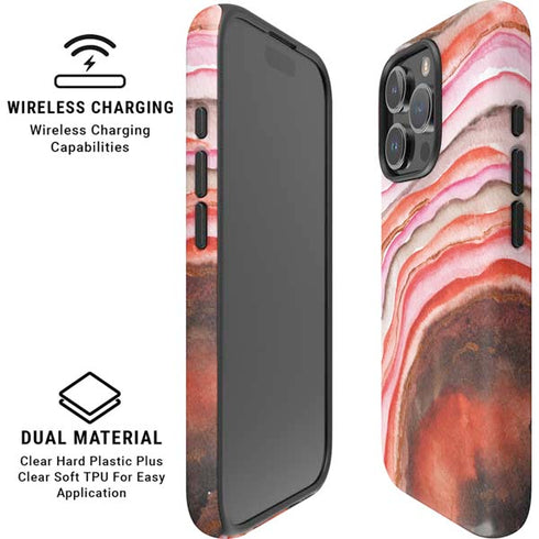 Orange Watercolor Geode iPhone 16 Pro Magsafe Impact Case