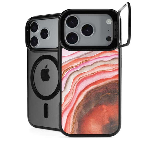 Orange Watercolor Geode iPhone 18 Pro Kickstand Case