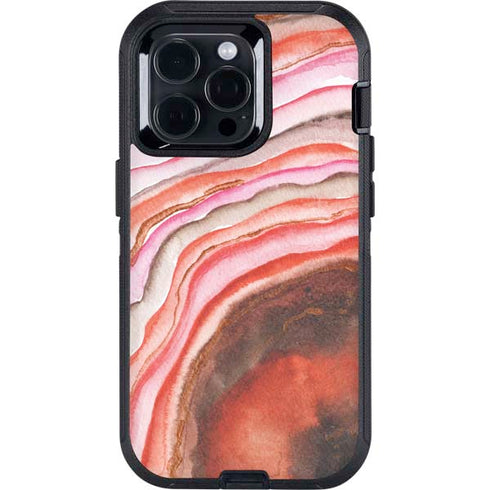 Orange Watercolor Geode Otterbox Defender iPhone Skin
