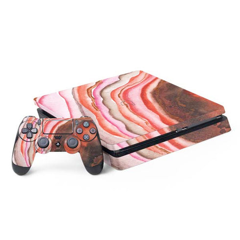 Orange Watercolor Geode PlayStation PS4 Skins