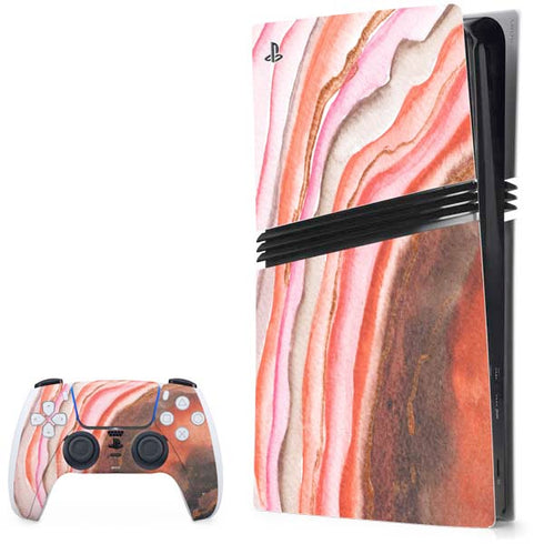 Orange Watercolor Geode PS5 Pro Bundle Skin