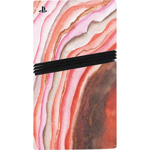 Orange Watercolor Geode PS5 Pro Disk Console Skin