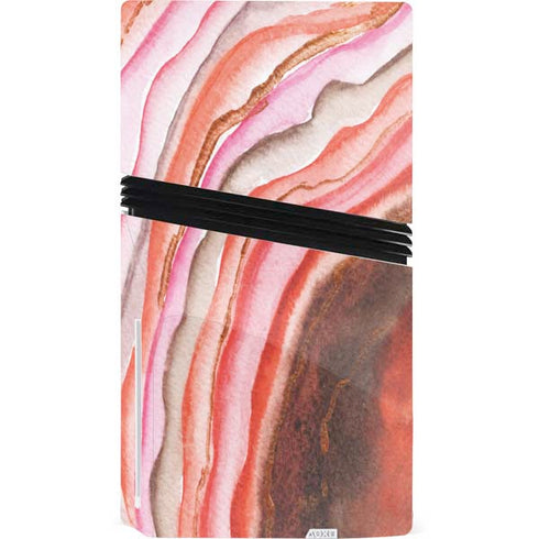 Orange Watercolor Geode PS5 Pro Disk Console Skin