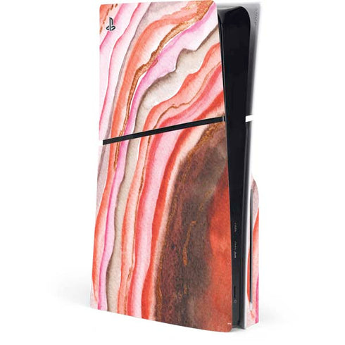 Orange Watercolor Geode PlayStation PS5 Skins