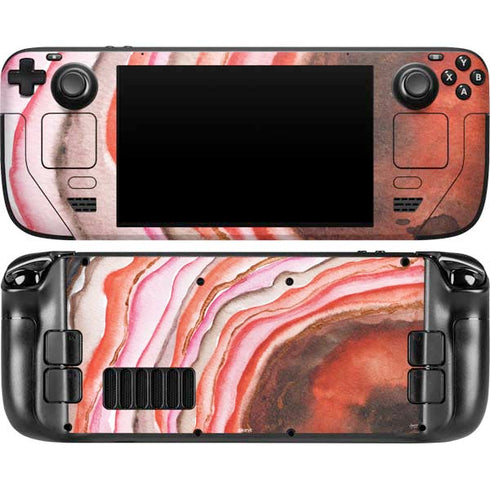 Orange Watercolor Geode Steam Deck Handheld Gaming Computer OLED Skin