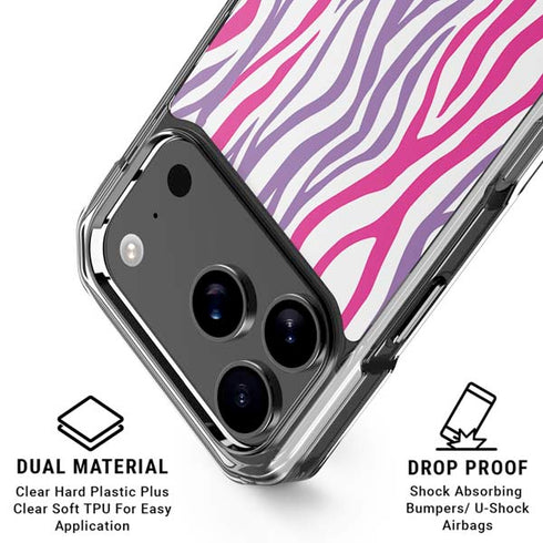 Orchid Zebra Animal Print Color Pop iPhone 18 Pro Clear Case