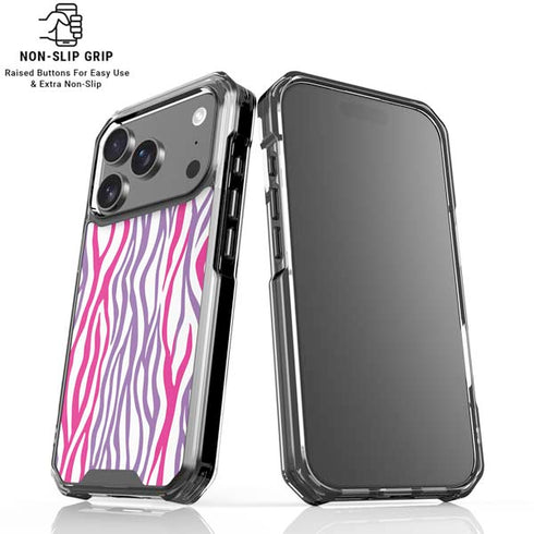 Orchid Zebra Animal Print Color Pop iPhone 18 Pro Clear Case