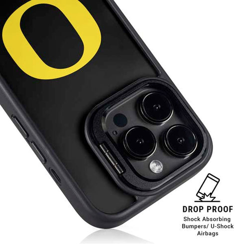 University of Oregon Ducks Black Gradient iPhone 15 Pro Kickstand Case