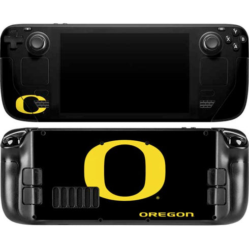 University of Oregon Ducks Black Gradient Steam Deck Handheld Gaming Computer OLED Skin