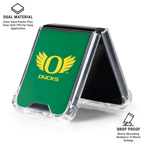 University of Oregon Ducks Green Galaxy Z Flip6 Clear Case
