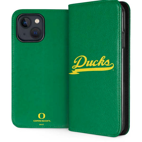 University of Oregon Ducks Logo and Wings iPhone 15 Plus Folio Case
