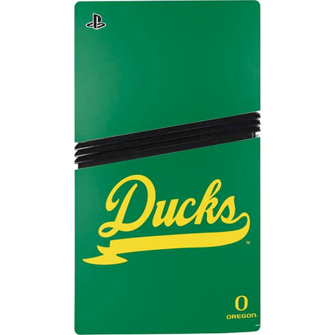 University of Oregon Ducks Logo and Wings PS5 Pro Disk Console Skin