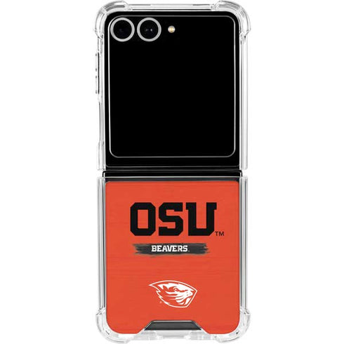 Oregon State University Texture Galaxy Z Flip7 Clear Case