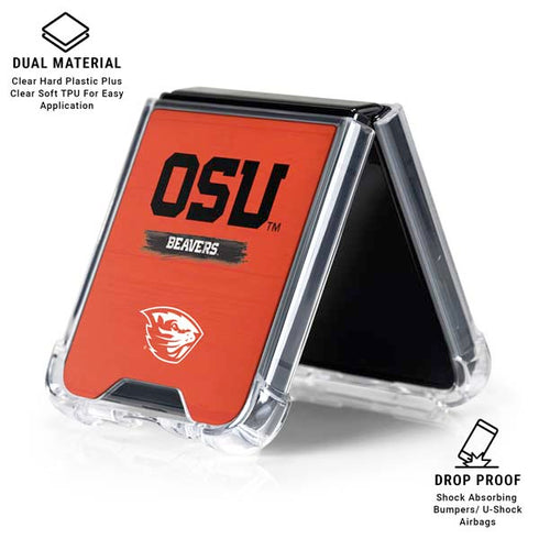 Oregon State University Texture Galaxy Z Flip7 Clear Case