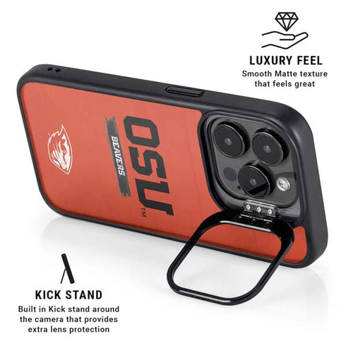 Oregon State University Texture iPhone 15 Pro Kickstand Case
